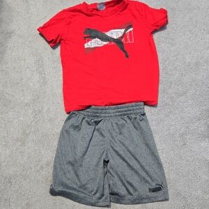 Puma Red T-Shirt and Gray‎ Shorts Set